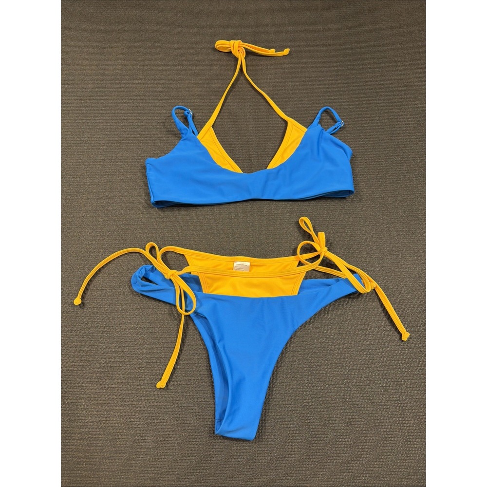 New Strawberry Milk Mob Demetra Top Blue & Yellow Layered Look Size Large